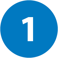 white number one on blue background