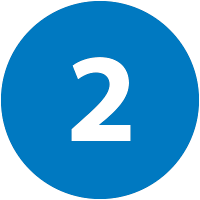 white number two on blue background