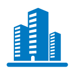 highrise buildings icon in blue