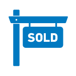 outline of a realtor's sold sign in blue