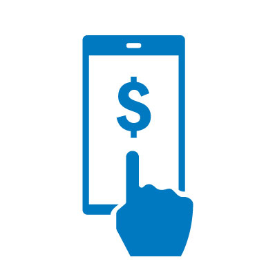 icon of a hand using mobile banking app