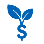 two leaves sprouting out of a dollar sign