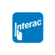 interac logo in white on blue background