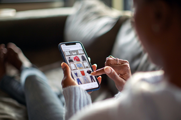 A woman browsing on a smartphone