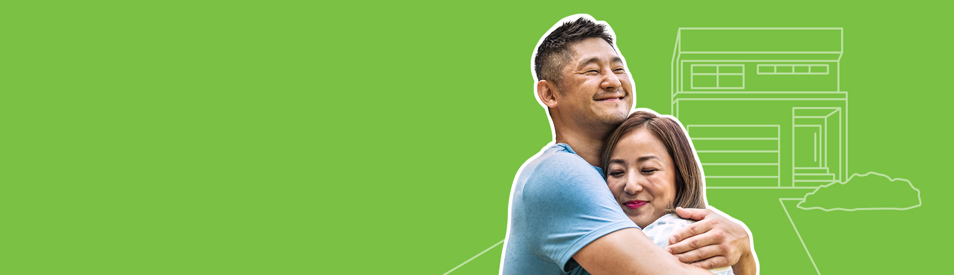 middle-aged asian couple hugging