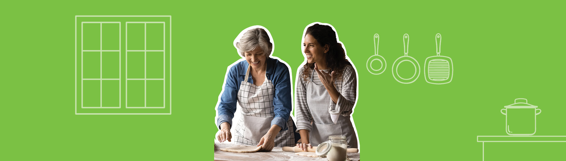 smiling women rolling dough