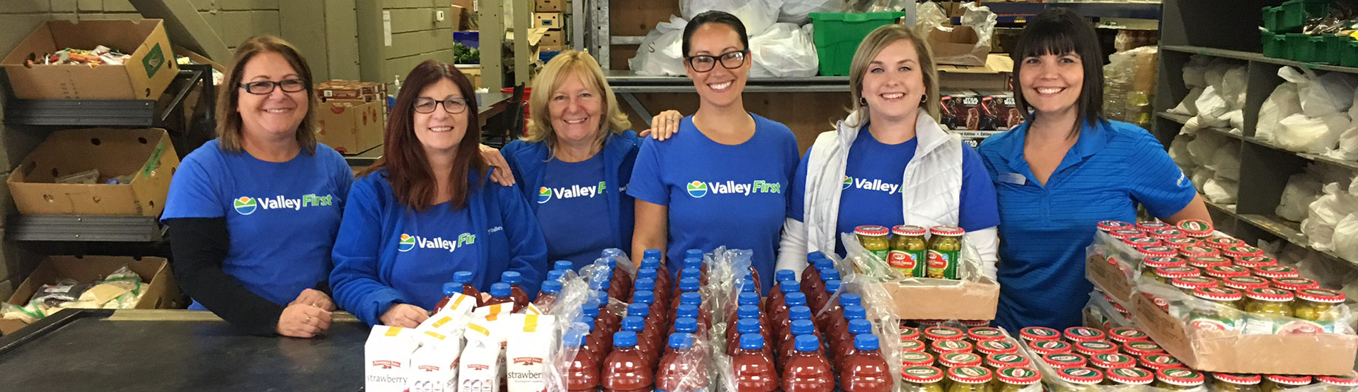 employees volunteering at the food bank